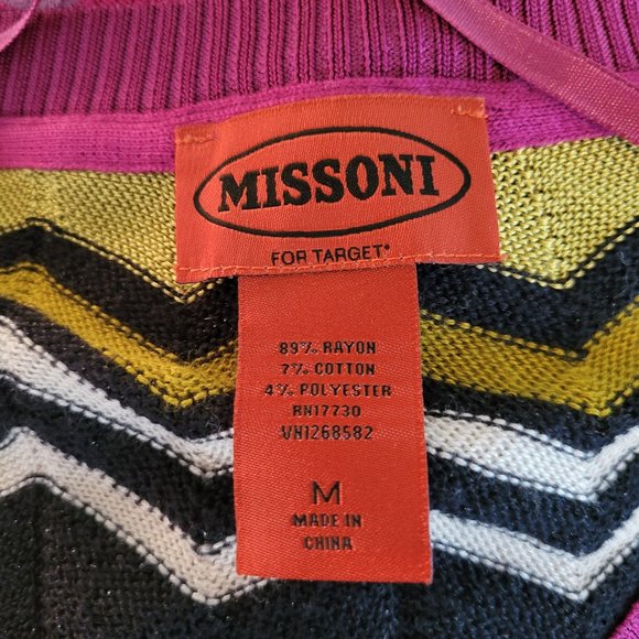 Missoni M Zig Zag Chevron Stripe Bright Multicolor Cardigan Preppy Twee Academia - Picture 4 of 4